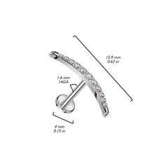 16g Internally Threaded Titanium 6mm 8mm Flat Back Curved Cartilage Earrings Studs for Cartilage