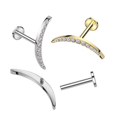 16g Internally Threaded Titanium 6mm 8mm Flat Back Curved Cartilage Earrings Studs for Cartilage