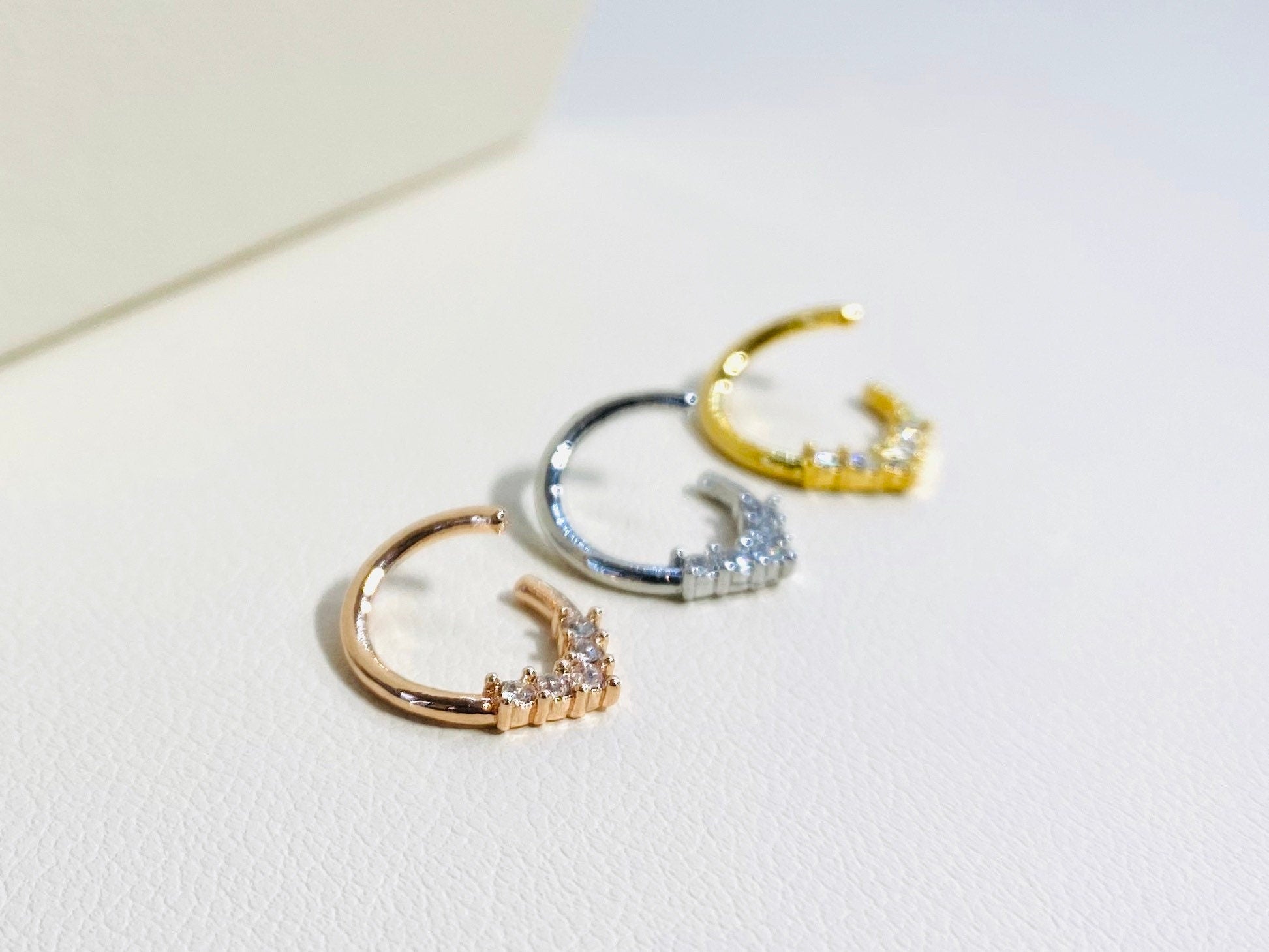 18G & 16G Cute Bendable Front Facing CZ Hoops for Septum, Cartilage, Tragus and more. Tragus Piercing. Cartilage Piercing. Septum Rings.