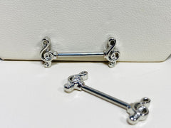 A set of 14G Treble Clef Music Note Nipple Barbell. Nipple Piercings. Nipple Rings. Nipple Jewelry