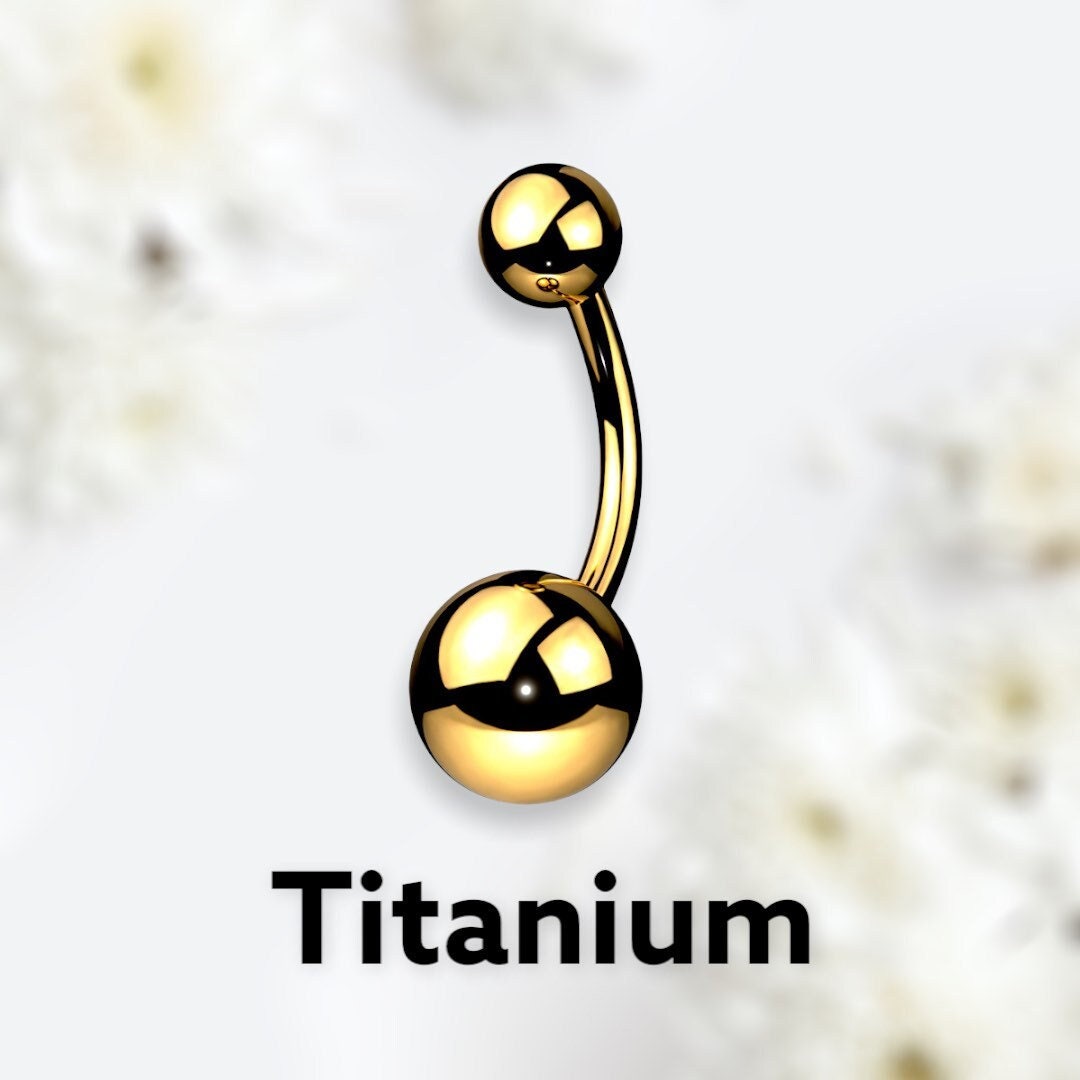 14G Implant Grade Titanium Plain Gold Belly Button Ring