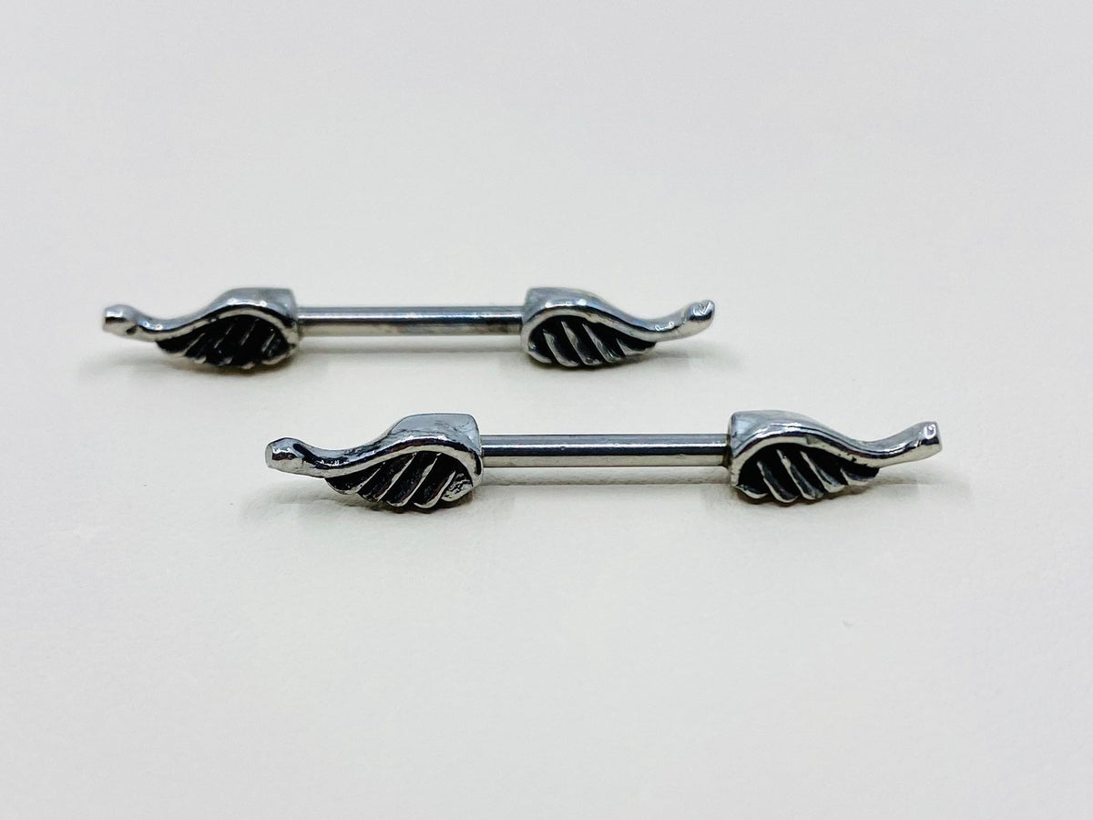 14G Classic Angel Wings Nipple Barbell. Nipple Piercings. Nipple Rings. Nipple Jewlery.