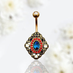 14G Gold Antique Belly Button Ring