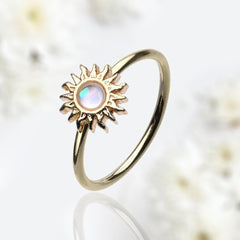20G Gold Opal Center Sun Bendable Nose Hoop