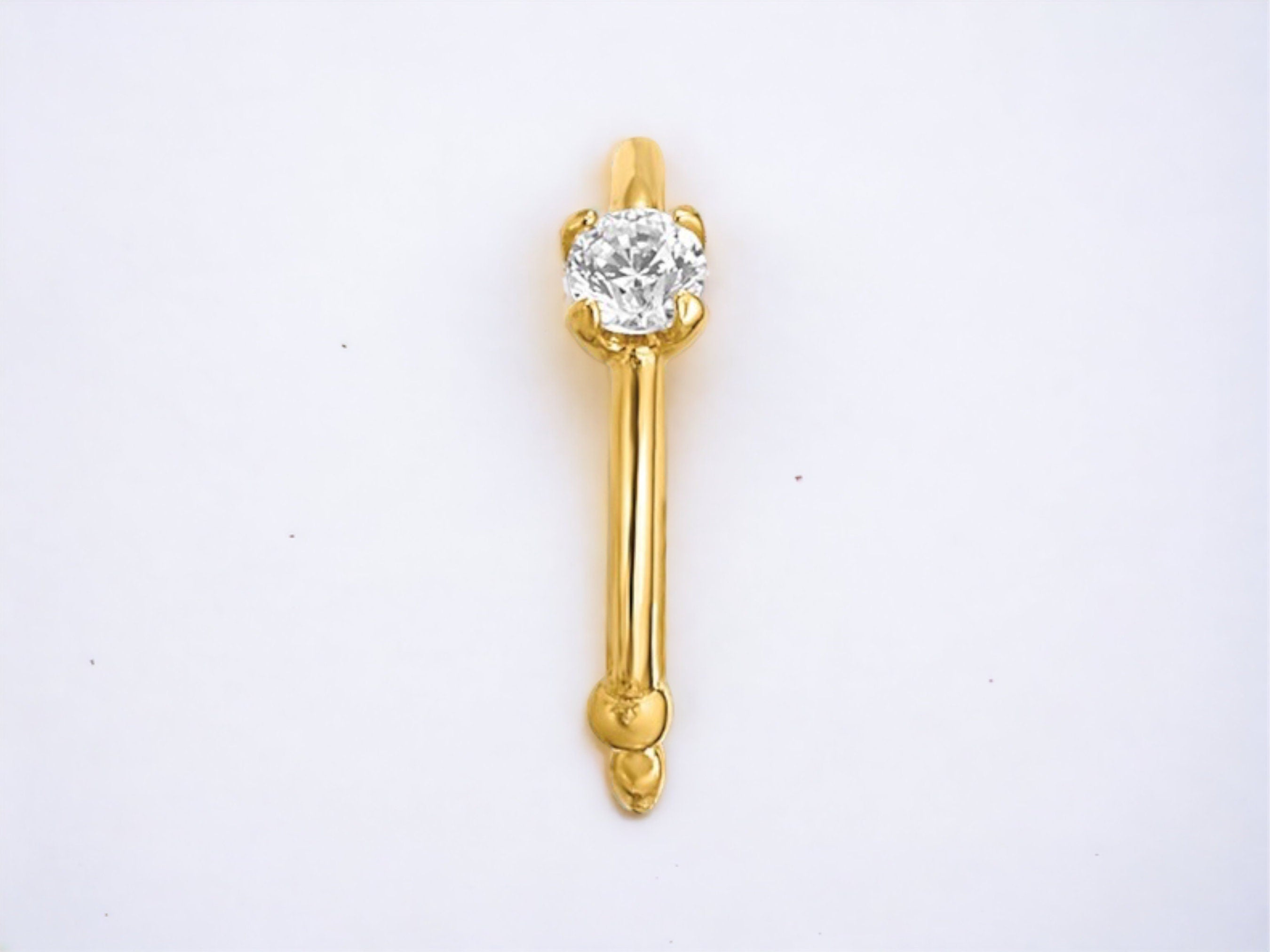 14K Gold 20 Gauge CZ Nose Ring Hoop
